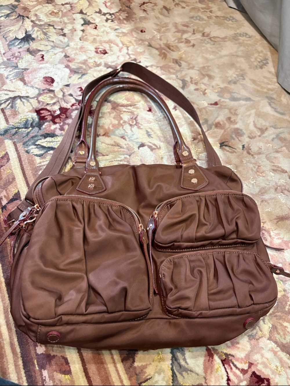 MZ Wallace Brown Gathered Pocket Shoulder Bag